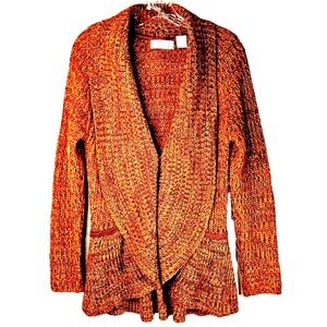 Allison Brittany Womens Cardigan Sweater XL Orange Peplum Long Sleeve Whimsigoth